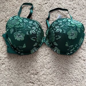 Adore Me Teal Floral Lace Bra